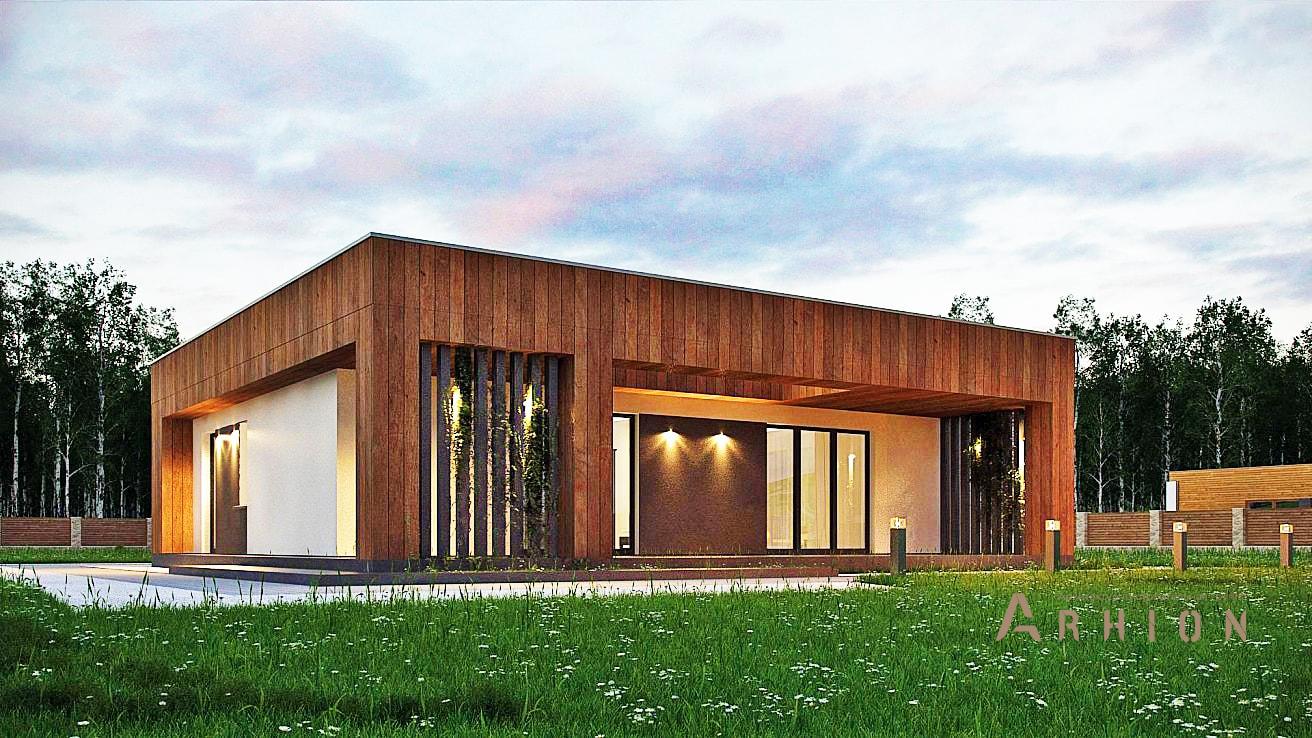 3. Проект одноэтажного дома в стиле минимализм с плоской кровлей , zx76, площадью - 103 кв c терассой